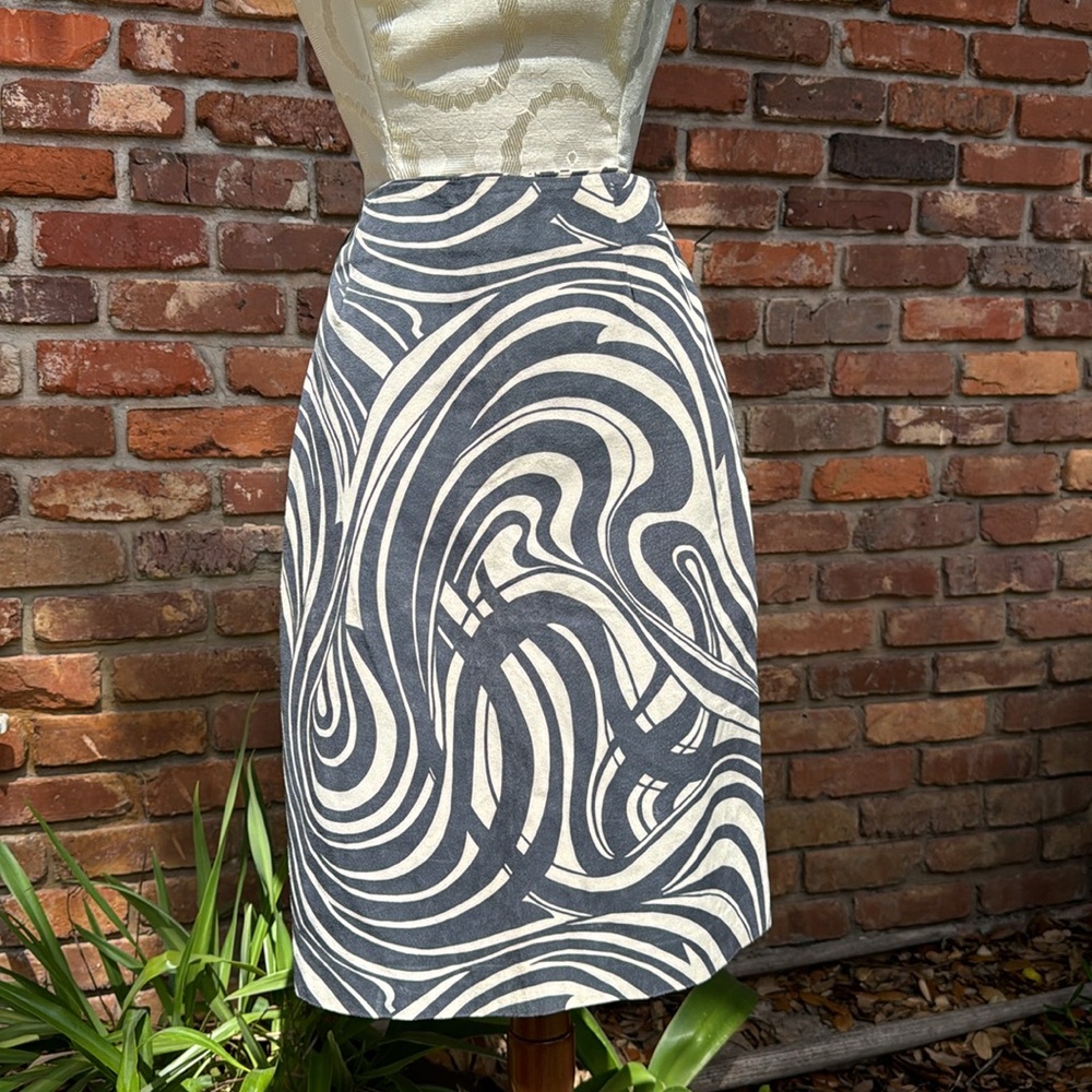 Suede Zebra Dark Grey Lined Vintage Zip Up Midi Nine West Skirt 6 NWT